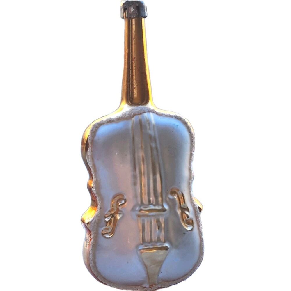 Antique Glass Guitar Christmas Ornament Poland Vintage Decoration 1950's